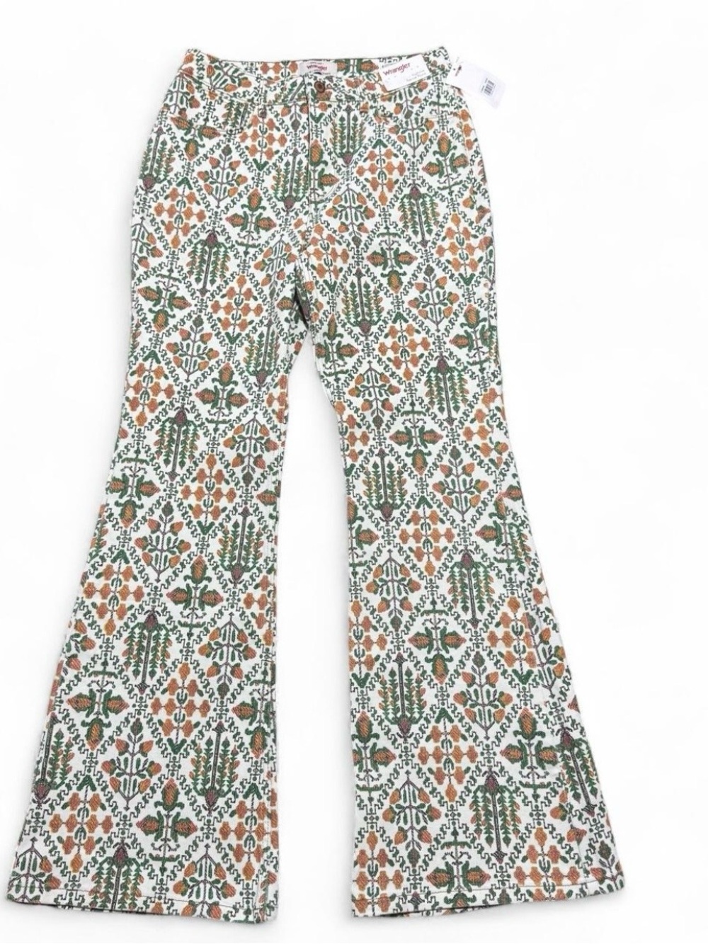 Wrangler High Rise Fierce Flare Jeans Printed Tapestry Floral Boho Size 8x32 NEW